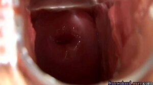 Medical masturbation video filmed while speculum fucking, close up nipples piercings