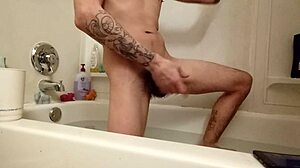 Sexual air time in the tub for amateur gay couple