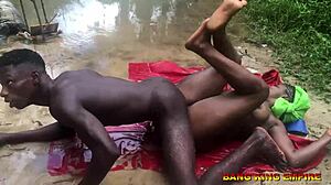 Amateur caught in the forest mutually fucking a village maid in Africa