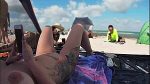 Married bride presents beach POV of masturbator