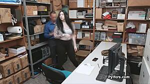 Caught stealing: Busty teen gets punished in the garage