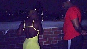 Chocolate skinned Delilah Grey gets fucked in hardcore seks on the roof in New York City