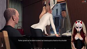 Nasty old man groping Jessica O’Neil in her adult cartoon game