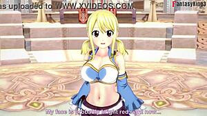 Lucy'nin 3D animasyonlu Fairy Tail XXX parodisinde derin boğaz emmesi