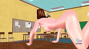 3D animated teen's sensual poses and self-pleasure journey